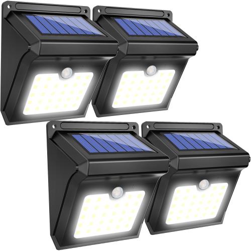 BAXIA TECHNOLOGY Solar Lights Outdoor,Wireless 28 LED Solar Motion Sensor Lights,Waterproof Security Lights for Outdoor Wall,Back Yard,Fence,Garage,Garden,Driveway(400LM,4 Packs)